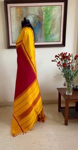 ILAVENIL – A STRIKING KANJIVARAM SILK IN CLASSIC RED AND YELLOW