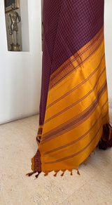 TRINETRA – A CLASSIC KANJIVARAM SILK WITH CHECKS AND PEACOCK MOTIFS