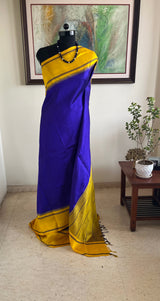 BIRNIKA – BLUE KANJIVARAM SILK WITH BOLD CONTRAST BORDERS