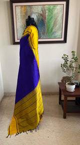 BIRNIKA – BLUE KANJIVARAM SILK WITH BOLD CONTRAST BORDERS