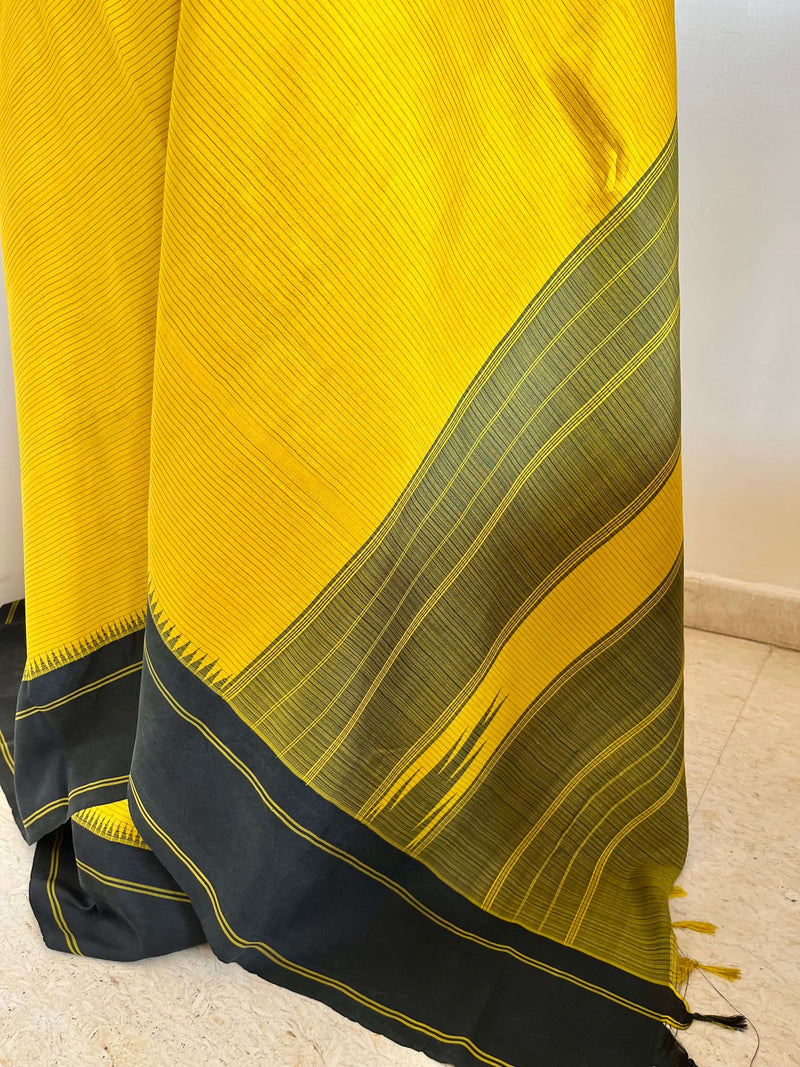 PRASUNA – YELLOW KORVAI KANJIVARAM WITH THZAMPU AANCHAL