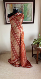 SIVANI – A BEIGE AND RUST BOMKAI SILK WITH EXQUISITE DETAILING