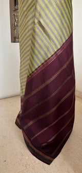 MADHURYA – A KANJIVARAM SILK WITH STRIPES AND STRIKING CONTRASTS