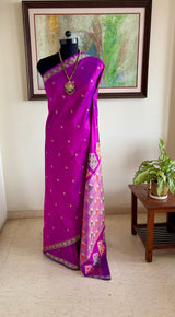RISHMA – A MAGENTA KANJIVARAM SILK WITH EXQUISITE TRADITIONAL MOTIFS