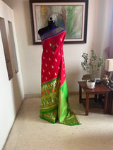 NIDHIKA – BRIGHT POCHAMPALLY IKKAT SILK WITH STATEMENT BORDERS