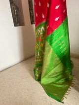 NIDHIKA – BRIGHT POCHAMPALLY IKKAT SILK WITH STATEMENT BORDERS