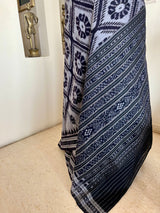 BHABANA- GREY BLACK BAGHAMBARI COTTON SAREE WITH BANDHA AANCHAL
