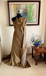 RUVIKA – OLIVE BROWN TUSSAR WITH VILLAGE SCENE AANCHAL