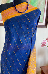 BHAVAPRIYA - BLUE PATLI BOMKAI WITH MUSTARD AANCHAL