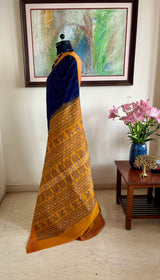 BHAVAPRIYA - BLUE PATLI BOMKAI WITH MUSTARD AANCHAL