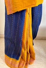 BHAVAPRIYA - BLUE PATLI BOMKAI WITH MUSTARD AANCHAL