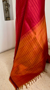 PURNATA – RUST RED KANJIVARAM WITH SELF-WOVEN STRIPES