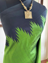 BAGESHARI – A GREEN KANJIVARAM SILK WITH BOLD CONTRASTS