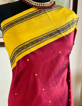NIDHIRA – RICH RED KORVAI WITH RUDRAKSHA MOTIFS