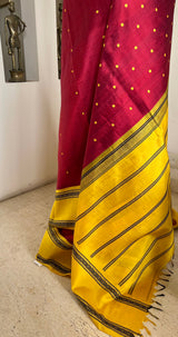 NIDHIRA – RICH RED KORVAI WITH RUDRAKSHA MOTIFS
