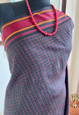 NIRANJIKA – CLASSIC BLACK KANJIVARAM SILK WITH MAROON WOVEN CONTRAST