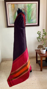 NIRANJIKA – CLASSIC BLACK KANJIVARAM SILK WITH MAROON WOVEN CONTRAST