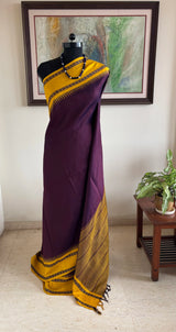 ANBU – COFFEE MAROON KANJIVARAM SILK WITH RUDRAKSHA AND TEMPLE ACCENTS