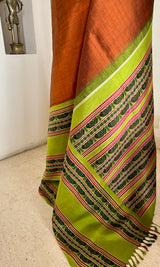 NIHIRIKA – RICH BROWN KORVAI WITH FISH & RUDRAKSHA MOTIFS
