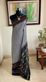 NIYARA – POCHAMPALLY SILK IN CLASSIC BLACK & WHITE