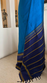 NEELA – TWO SHADES OF BLUE KANJIVARAM SILK WITH FLORAL ACCENTS