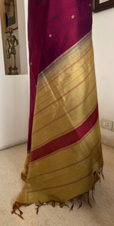 PUNNYA – RICH MAROON KANJIVARAM SILK WITH BEIGE CONTRASTS