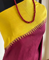 NARAYANI – DEEP MAROON KANJIVARAM WITH STRIKING YELLOW CONTRASTS