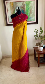 UTTIRNA – MUSTARD KANJIVARAM WITH SUBTLE WOVEN STRIPES