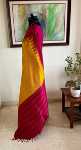 UTTIRNA – MUSTARD KANJIVARAM WITH SUBTLE WOVEN STRIPES