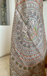 HEMALI- ELEGANT TUSSAR SILK SAREE WITH MADHUBANI BORDER AND AANCHAL