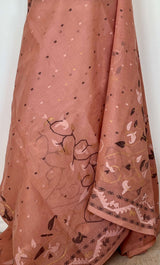 DEBOPRIYA- ELEGANT PEACH COTTON JAMDANI WITH DELICATE NEEDLEWORK MOTIFS