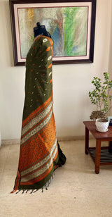 UJJAINI – BOTTLE GREEN KANJIVARAM WITH PEACOCK MOTIFS