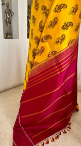 PRAGATHI – YELLOW KANJIVARAM WITH PAISLEY BLOCKS