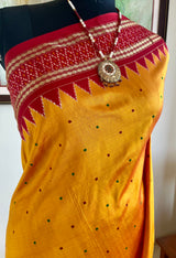 PRAYUTA – BURNT ORANGE POCHAMPALLY WITH DIAMOND IKKAT