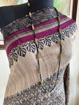 DINA – A PRINTED TUSSAR WITH BEAUTIFULLY WOVEN BORDER AND AANCHAL