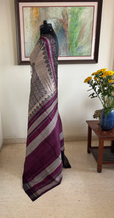 DINA – A PRINTED TUSSAR WITH BEAUTIFULLY WOVEN BORDER AND AANCHAL