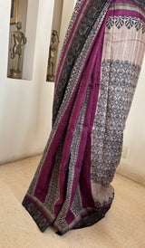 DINA – A PRINTED TUSSAR WITH BEAUTIFULLY WOVEN BORDER AND AANCHAL
