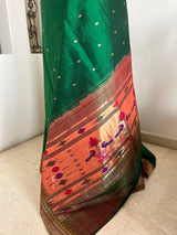 PALLAVITA – GREEN PAITHANI SAREE WITH ZARI PAISLEYS AND MOR KUNDA