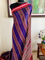 SANTANIKA – PURPLE HANDLOOM COTTON WITH FLORAL BANDHA AANCHAL