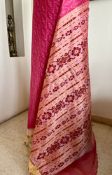 SUCHI – PINK KHANDUA WITH DIAMOND FLORALS AND BANDHA ANCHAL