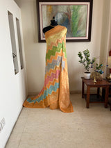 SMRITA – NEVER WORN MULTICOLOURED BANARASI GEORGETTE WITH FLORAL ZARI AANCHAL