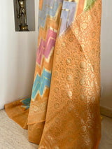 SMRITA – NEVER WORN MULTICOLOURED BANARASI GEORGETTE WITH FLORAL ZARI AANCHAL
