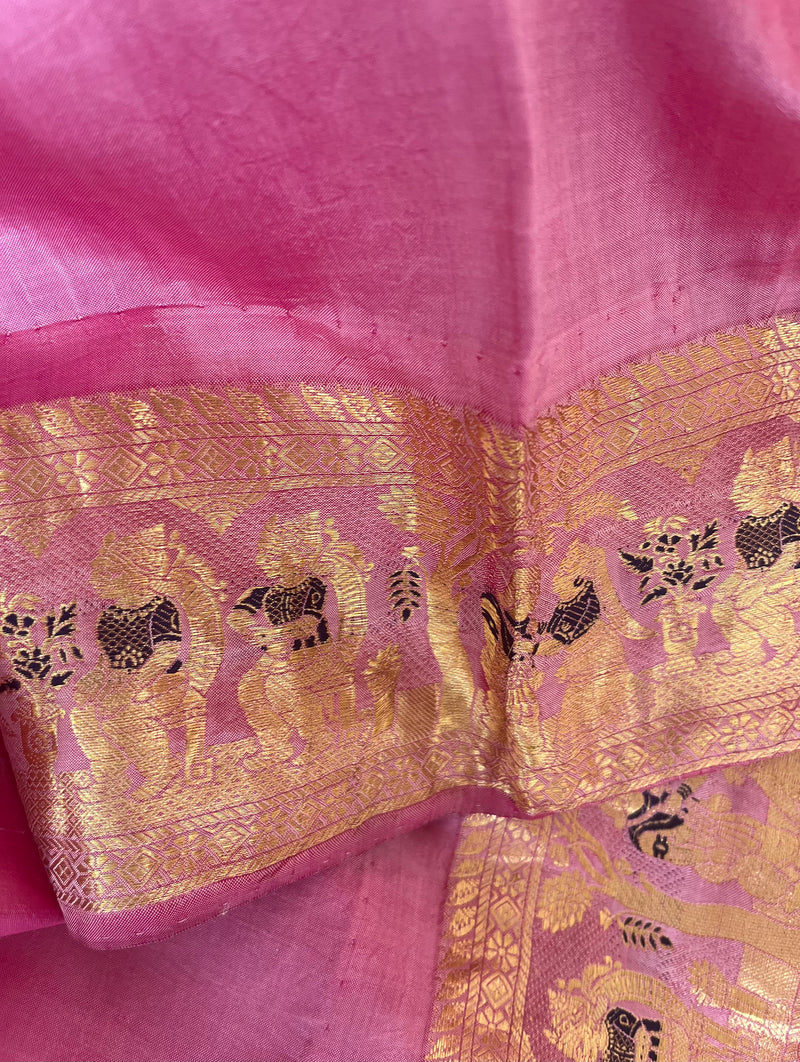 DEBANGANA- ETHEREAL PINK SWARNACHARI WITH ZARI PAISLEYS