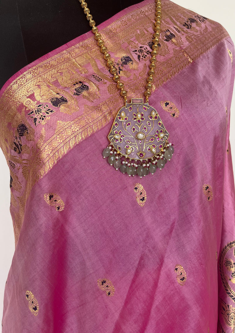 DEBANGANA- ETHEREAL PINK SWARNACHARI WITH ZARI PAISLEYS