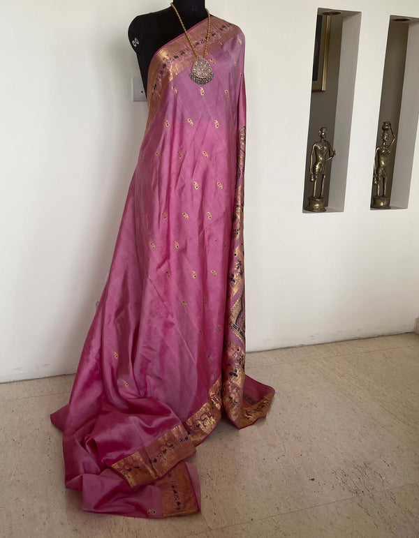 DEBANGANA- ETHEREAL PINK SWARNACHARI WITH ZARI PAISLEYS