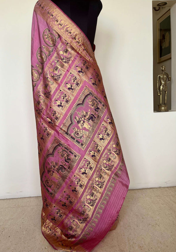 DEBANGANA- ETHEREAL PINK SWARNACHARI WITH ZARI PAISLEYS