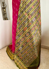 VASAVI – BRIGHT PINK KHANDUA WITH MOR PANKH AND BANDHA AANCHAL