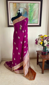 SASHI – BANARASI GEORGETTE IN MAGENTA WITH SILVER ZARI FLORALS