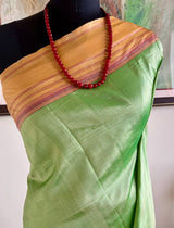 MINALIKA – PISTA GREEN KANJIVARAM WITH RED THAZHAMPU