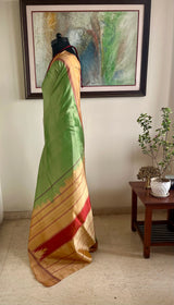 MINALIKA – PISTA GREEN KANJIVARAM WITH RED THAZHAMPU